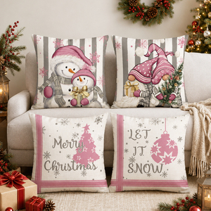 Lot de <span class=keywords><strong>4</strong></span> housses de coussin décoratives en tissu peau de pêche pour Noël, cadeaux du Père Noël, décorations de Noël, cadeaux de fête personnalisés - Product Image 4