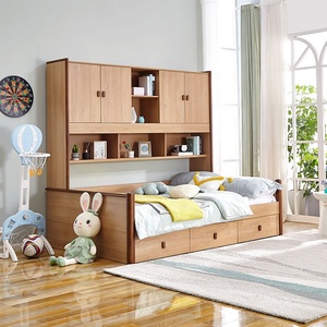 121329 Quanu cama de madera nórdica moderna personalizada con almacenamiento juegos de dormitorio moderno cama de madera para <span class=keywords><strong>adolescentes</strong></span> con almacenamiento de estantería - Product Image 2