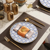 Assiette à dîner en porcelaine du maroc plats floraux rétro ensembles de vaisselle de mariage en porcelaine porcelaine ensembles d'assiettes en céramique pour Restaurant