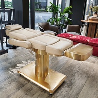 Table de massage pour traitement esthétique Chaise à cils Repose-pieds en métal Table d'examen Table de massage 3 moteurs Lit de massage électrique facial de luxe