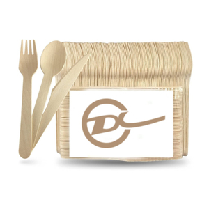 100% Wooden Biodegradable Disposable Fork Knife Spoon Tableware Wooden Flatware Cutlery With Bulk Pack