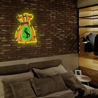 Letrero LED de Neón con Diseño de Bolsa de Dinero de Alto Impacto, Símbolo Icónico del Dólar para Decoración de Pared en Oficinas Financieras y Bares