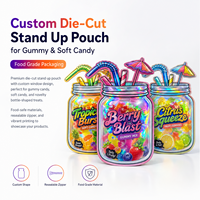 FDA GRS goedgekeurde, op maat bedrukte, geurbestendige, kinderveilige, food grade, gestanste mylar zakken, staande pouch