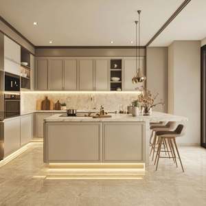 Juego de Muebles de Cocina Modulares de Lujo Modernos y Personalizados, Precio de Fábrica, Automáticos, Completos para Villa, Gabinetes de Cocina de Melamina Personalizados - Product Image 2