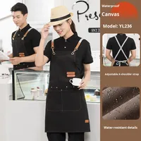 Tablier de cuisine personnalisé avec logo, imperméable, résistant à l'huile, en toile de coton, pour femmes, hommes, serveurs, professionnels de la beauté, du coiffage et du restauration