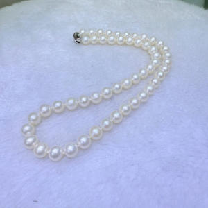 Collar de Perlas de Agua Dulce Redondas de 8-9 mm de Alta Gama de Zhuji, Casi Impecable, Lingote de Plata Pura, Regalo para Mamá - Product Image 3