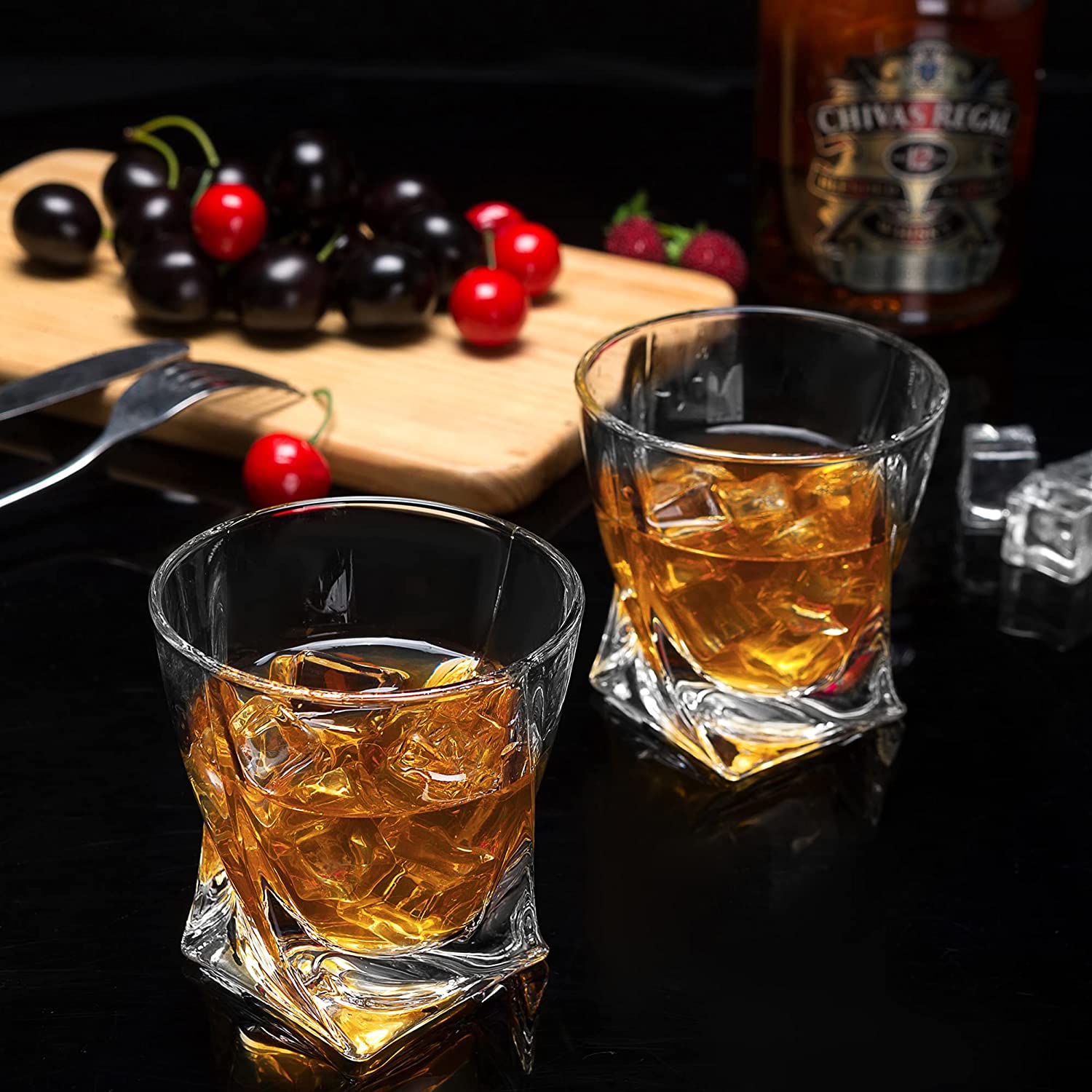 10oz Crystal Whiskey Glasses Premium Twisted Glasses Old Fashioned Lowball Tumbler
