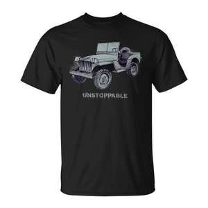 Camiseta Unstoppable Jeep de algodón negro para adulto, talla mediana - Product Image 1