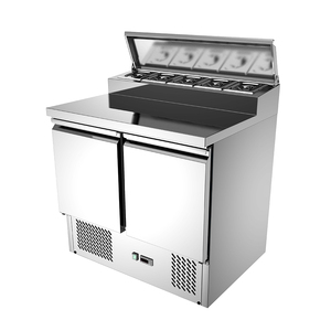 Bàn Chuẩn Bị <span class=keywords><strong>Pizza</strong></span> Salad Ngoại Thất Bằng Thép Không Gỉ 2 Cửa Thương Mại Phù Hợp Với Chảo <span class=keywords><strong>Gn</strong></span> Trưng Bày Tủ Lạnh Máy Làm Lạnh Nhà Hàng - Product Image 1