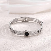 Bracelet unisexe classique géométrique en acier inoxydable avec zircon, or et argent, accessoires de mode inaltérables pour cadeau