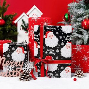 Christmas Wrapping <b>Paper</b> Black Red Double Side Wrapping <b>Paper</b> Santa Claus Snowflake <b>Pattern</b> Christmas <b>pattern</b> wrapping <b>paper</b> - Product Image 2