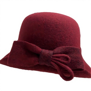 Sombreros Cloche Elegantes de Felpa de Poliéster/Algodón para Mujer, con Lazo, para Fiestas y Uso Casual - Product Image 2