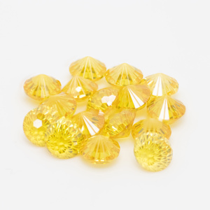 Pietra sciolta prezzo di fabbrica all'ingrosso pietra artificiale di colore giallo dorato rotondo speciale fuochi d'artificio tagliati zirconi - Product Image 6