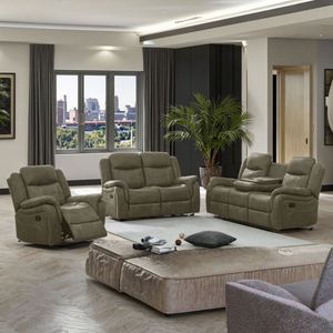 Modern Square Manual Recliner Sectional <b>Sofa</b> Set Fabric Drop-Down <b>Table</b> Filled Sponge Customizable Color Living Room Hotel - Product Image 4