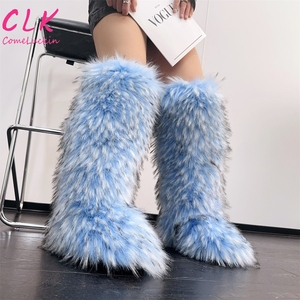 Nouvelles Bottes Hautes en Fourrure Y2K, Renard et Raton Laveur Chauds, en Daim Imperméable, avec Semelles Moelleuses pour Femmes - Product Image 6