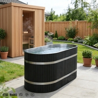 BROPOOLS CT-04 Noir WPC Cold pour Spa avec Design Écologique Forme Ovale pour Utilisation Extérieure Garantie 1 An