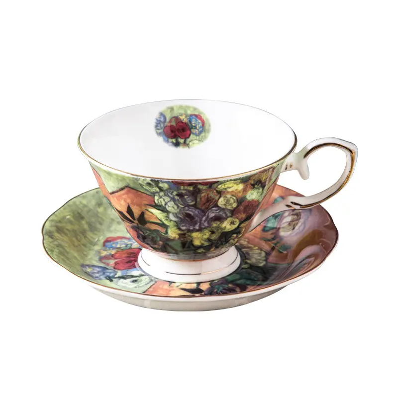 Souvenir Tea Cup And Saucer Fine Bone China Vintage Van Gogh Painting Collection Cup And Saucer