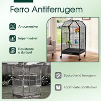 Cage à oiseaux MBOX 103x46x46cm avec roulettes 360°, plateau amovible (3 perchoirs, mangeoire automatique) pour Calopsita, Parkite, oiseaux petits/moyens