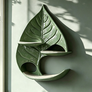 Creative Leaf Design Waterproof Wall Mount <b>Cat</b> Bed Modern Wall <b>Cat</b> Perch Decor Pet Shelf Green Plant Display Indoor Outdoor Use - Product Image 3