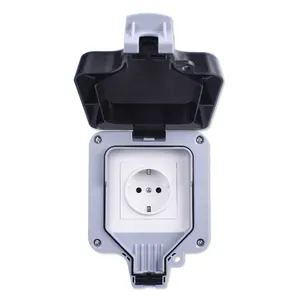 EU UK US Zigbee Tuya Wifi Smart IP66 Tahan Cuaca Luar Plug Power Wall Mounted Socket