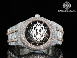 Relojes Mecánicos Automáticos VVS de Alta Demanda, Totalmente Engastados con Diamantes Naturales, Correa Plateada, Disponibles para la Venta - Product Image 3