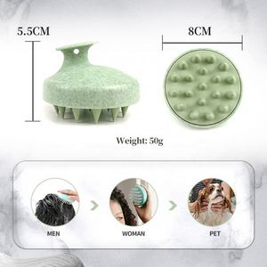 Brosse de massage pour cheveux en paille de blé avec logo personnalisé, brosse pour le soin du cuir chevelu avec brosse à cheveux en silicone souple - Product Image 4