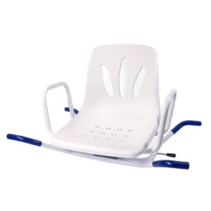 Bath <b>Chair</b> Aluminum Alloy White 360 Degree Rotating For <b>Small</b> Bathrooms Shower Seat With Plastic Sleeve Legs - Product Image 2