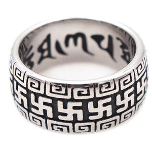 Anillo de Acero Inoxidable para Hombre, Chapado en Oro de 14K, Estilo Punk, Patrón Geométrico, Diseño de Círculo Completo, Joyería de Regalo - Product Image 5