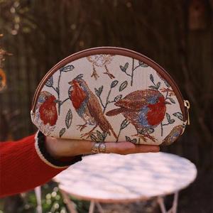 Ensemble de trousses de maquillage de <span class=keywords><strong>voyage</strong></span> de luxe en nylon avec fermeture éclair, motif personnalisé oiseaux rouges, petites pochettes de rangement cosmétiques - Product Image 1
