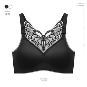 Beau dos <span class=keywords><strong>grande</strong></span> <span class=keywords><strong>taille</strong></span> ensemble de soutien-gorge pour gros MM boucle avant avec décoration en dentelle sans couture Sexy rassembler des sous-vêtements sans anneau en acier - Product Image 4