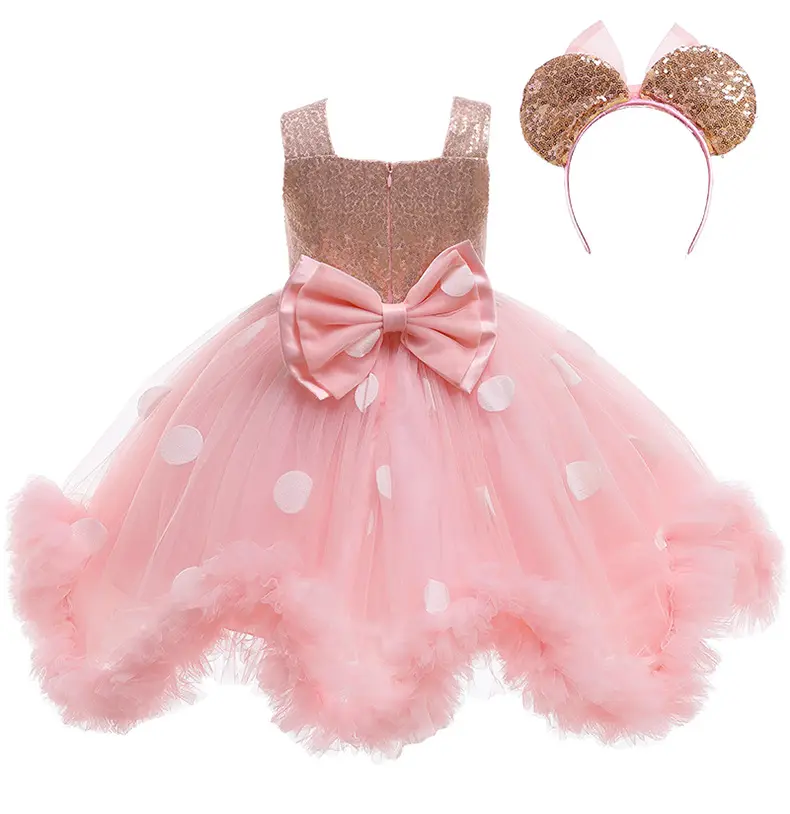 Ropa para niñas pequeñas, vestidos de princesa con tutú rosa de Minnie Mouse, para fiesta de cumpleaños, Y302010