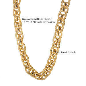 MSX Zeitlose Klobige Panzerkette 18K Vergoldete Edelstahl-Halskette Strukturiertes Klassisches Poliertes Armband Schmuckset für Damen - Product Image 6