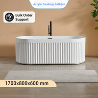 Baignoire autoportante ovale cannelée en acrylique, double isolation en fibre de verre, facile à nettoyer, avec drain central, pour hôtel, vente en gros OEM