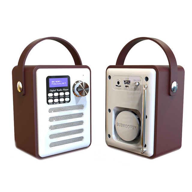 Retro Wireless Portable Speaker with DAB/DAB+ Radio Function, Digital Radio Speaker Support FM Alarm O'clock Aux U Disk TF Card