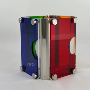 Modern Eco-Friendly Waterproof Acrylic Pen Holder with Colorful Panels and Metal <b>Clips</b> for Desktop Storage - Product Image 3