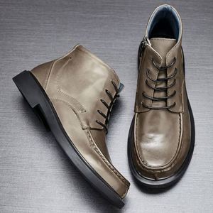 Botines de Piel con Cierre y Punta Redonda, Estilo Casual y a la Moda para Otoño e Invierno, Gran Venta - Product Image 3