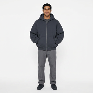 Personnalisé lourd coton goutte épaule vintage lavé hommes 500 Gsm boxy zip up sweat à capuche recadrée boxy double zippé sweats à capuche - Product Image 1