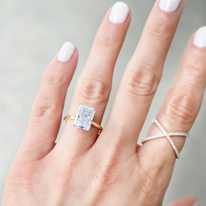 Ánh đồ trang sức cưới Solitaire thiết kế 14k vàng trắng GRA đá duy nhất 1 2 3 Carat moissanite Nhẫn đính hôn cho đám cưới - Product Image 3