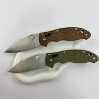 Couteau de poche de camping durable C101 avec bouton poussoir, outil EDC double fonction pliable, poignée ergonomique texturée et lame tranchante