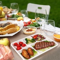 Assiette compartimentée jetable en bagasse de canne à sucre, compostable, écologique, pour la restauration professionnelle (vente en gros)