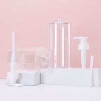 Bouteille de lotion corporelle transparente vide avec logo personnalisé, pompe intégrée, 300 ml et 500 ml, grande bouteille en plastique pour détergent liquide