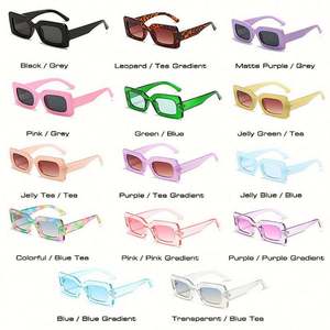 Vente en gros de lunettes de soleil rectangulaires à dégradé de couleurs tendance, lunettes de soleil carrées à petite monture de couleur bonbon pour femmes - Product Image 5