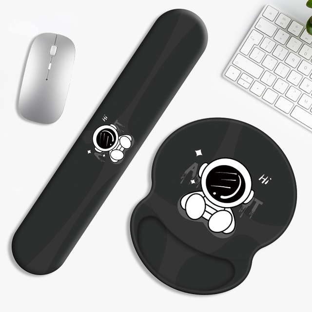 Hot Sale Custom Ergonomic PU Silicone Gel Mousepad with Wrist Rest Cute Cartoon Design Fabric Mouse Pad with Wrist Support