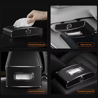 Boîte à mouchoirs multifonctionnelle pour voiture avec distributeur d'horloge Porte-serviettes pour tableau de bord Plaque d'immatriculation de parking Accoudoir Boîte à mouchoirs automatique