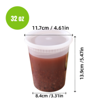 Conteneur alimentaire jetable en plastique PP, emballage alimentaire à emporter, boîte à lunch en plastique transparente résistante, contenants pour soupes chaudes avec couvercle
