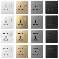Prise murale universelle multifonction KESHIQI certifiée CE, panneau PC gris, 16A 250V, ignifuge