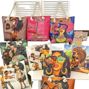 Sac fourre-tout de plage en toile à motif peinture à l'huile double face grande capacité imprimé sur mesure - Product Image 1