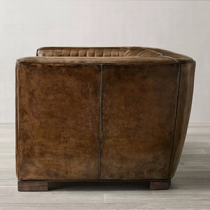 Sofá de Cuero RH ROURKE, Chesterfield de Cuero Genuino de 3 Plazas con Patas de Metal, Muebles de Sala de Estar de Lujo en Color Marrón Oscuro - Product Image 6