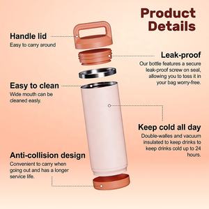 กระติกน้ำสุญญากาศสแตนเลสแบบขายส่ง ปรับแต่งได้ 3 ฝา รักษาความร้อน 6-12 ชั่วโมง เป็นมิตรกับสิ่งแวดล้อม ใช้ซ้ำได้ สำหรับเล่นกีฬา - Product Image 5