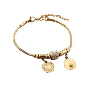 Bracelet en acier inoxydable avec pendentif trèfle à cinq feuilles incrusté de diamants, bracelets pour femmes, bracelets en or DIY pour la vente en gros transfrontalière - Product Image 5